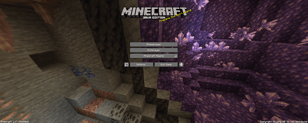 The Minecraft title screen with the Multiplayer button